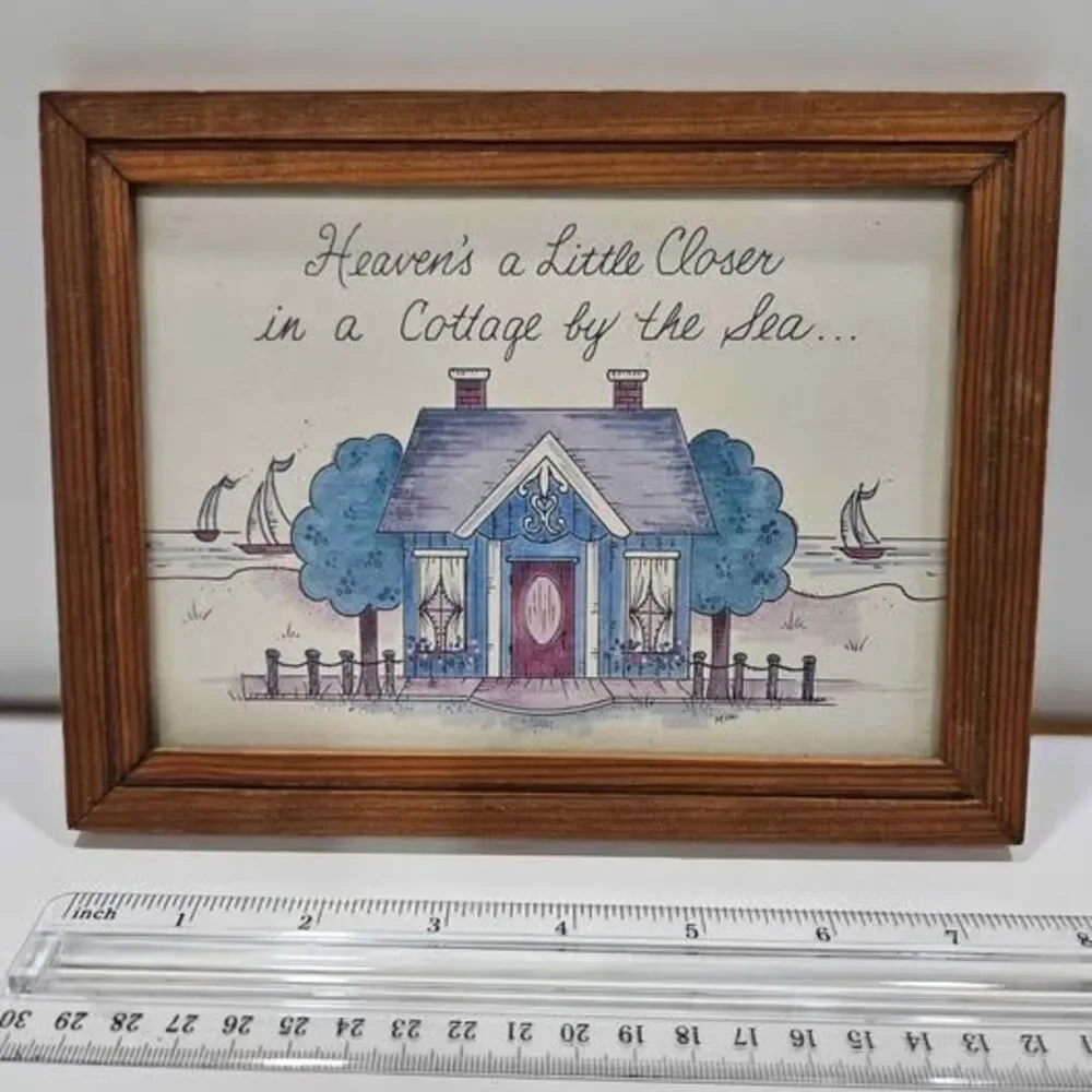 Framed Cottage by the Sea Art Wooden Frame